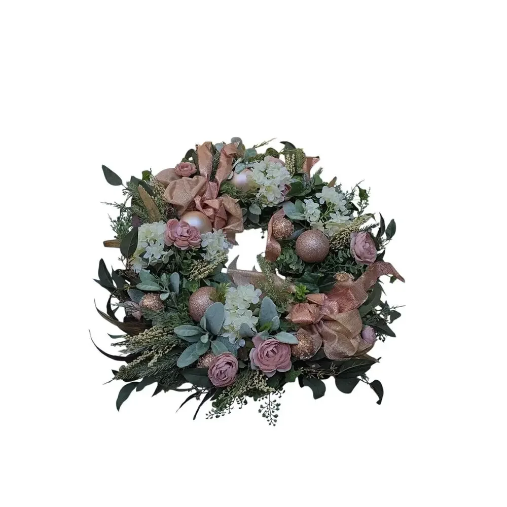Handmade Roses Hydrangea Greenery Wreath Mother's Day Easter 30